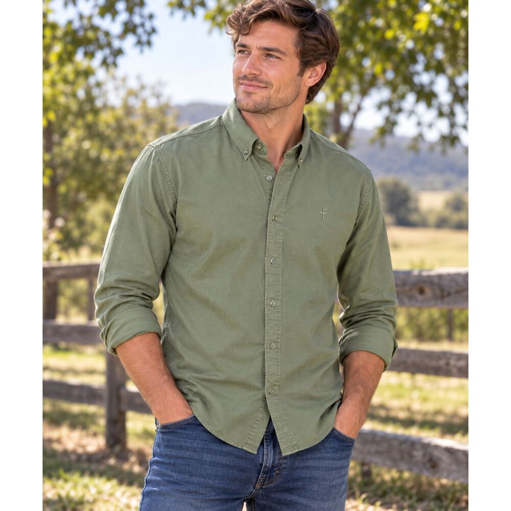 Father Sons Mens Size XXL Green Stretch Slim Fit Shirt Casual Embroidered Logo